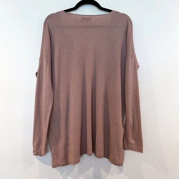 Babaton Wool Linen Blend Light Brown V Neck Lightweight Long Sleeve Sweater S - Picture 10 of 10